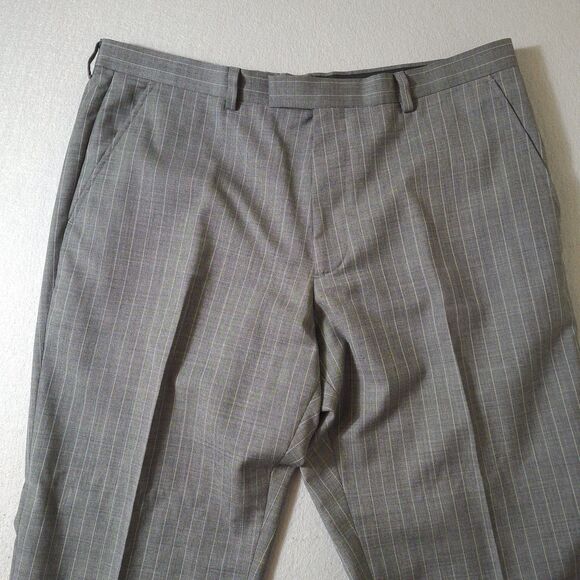Banana Republic MadMen Dress Pants Mens 36x32 Gray Wool Pinstripe Slacks - Picture 2 of 12